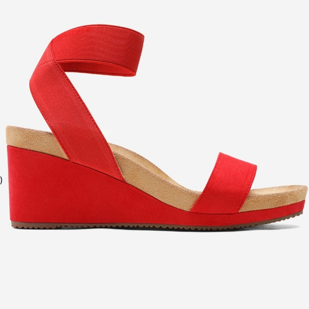 Girls red sandals wedges